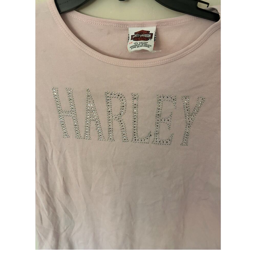 Harley Davidson Tshirt Vintage Pink With Rhinestones Women’s Size 2x